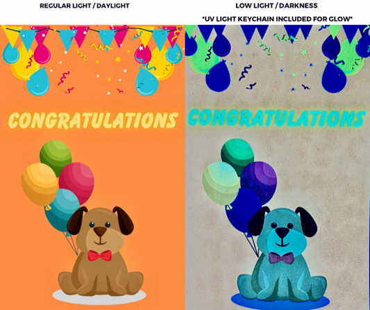 Glow -Congratulations Dog and Balloons