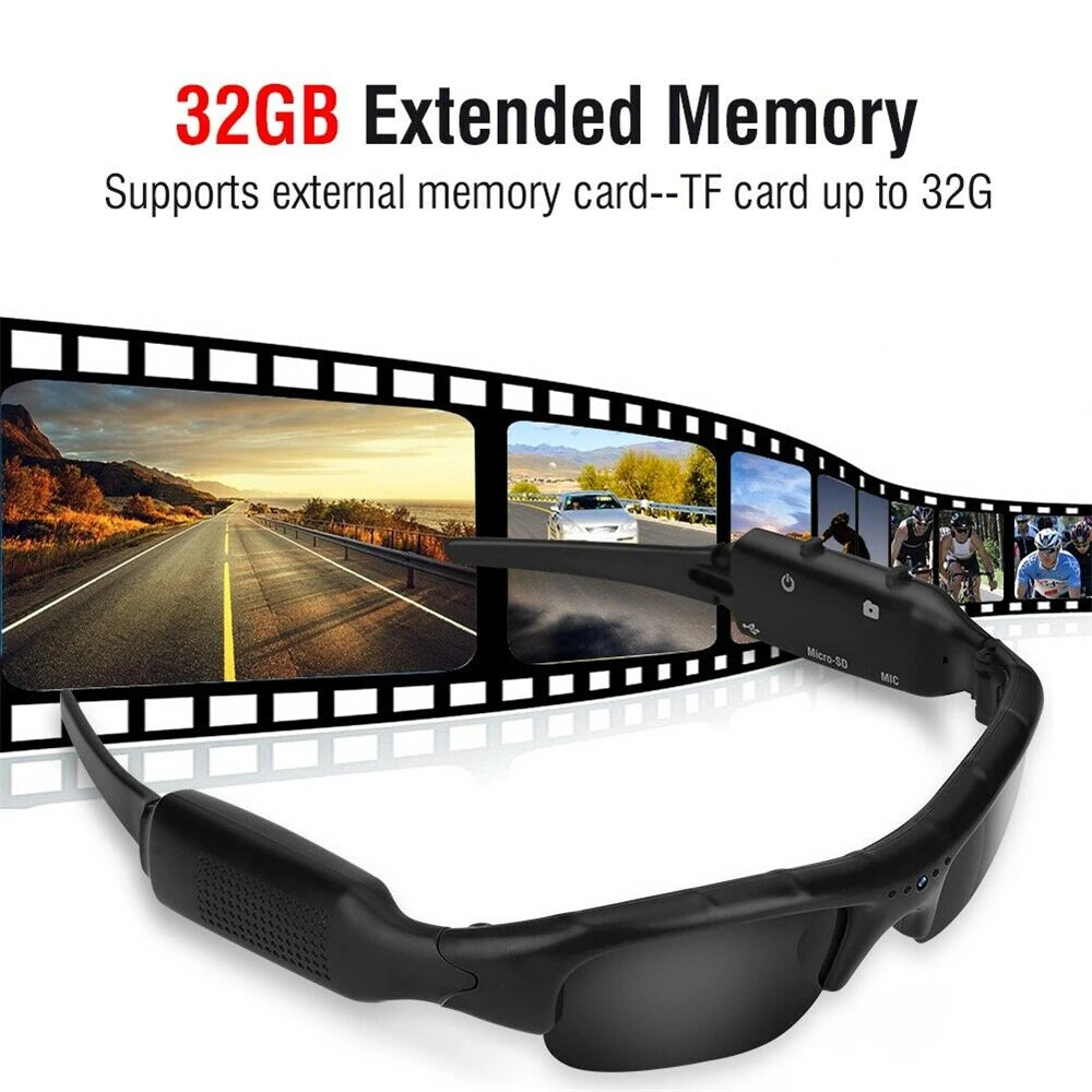 Mini Camera 1080P HD Riding Glasses or Eyewear Shades DVR