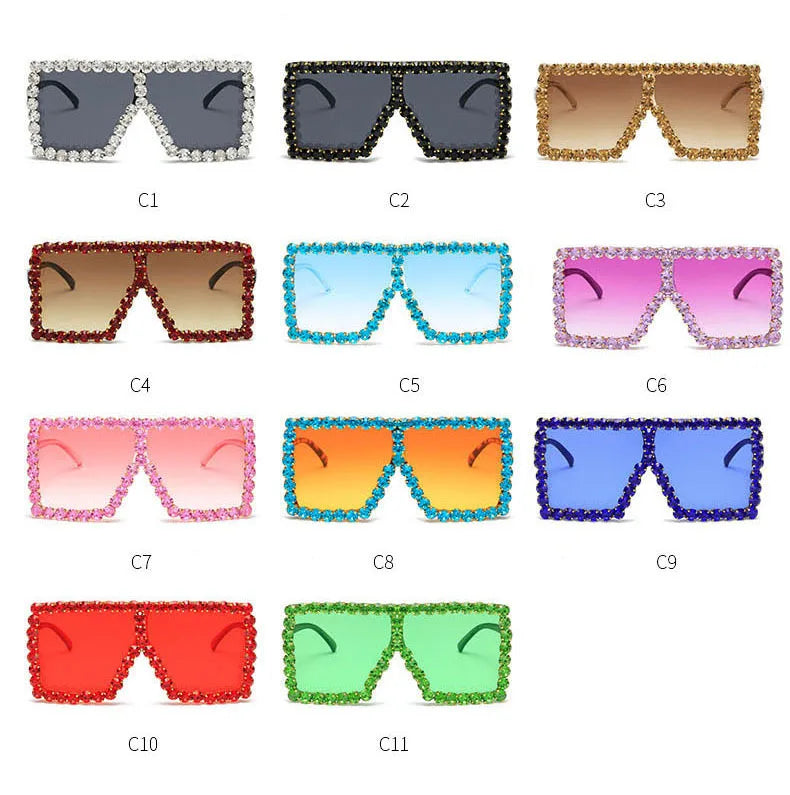 Square Luxury Rhinestone Oversize Sunglasses Women