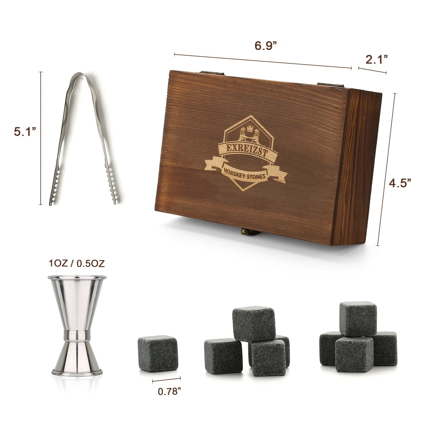 Whiskey 9 Granite Chilling Stones Drinking Gifts Set for Men