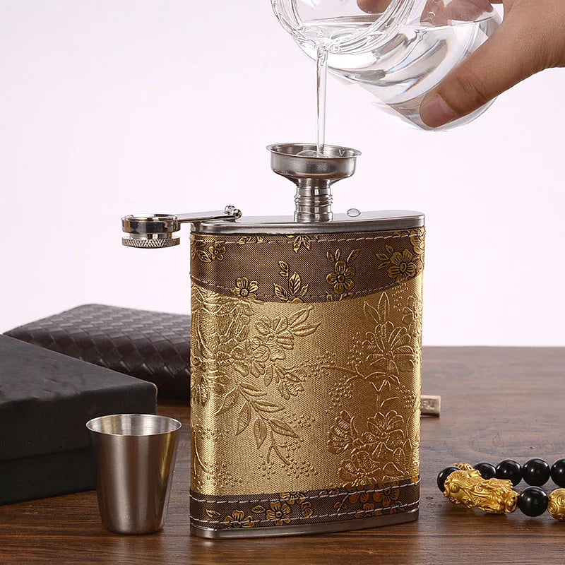 8 oz Stainless Steel Hip Flask set with Funnel 2 Wine Cups