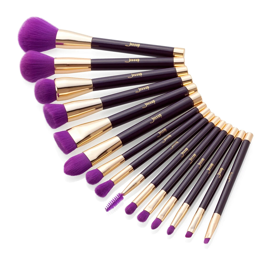 Jessup Brushes 15pcs Purple/Darkviolet Makeup Kit