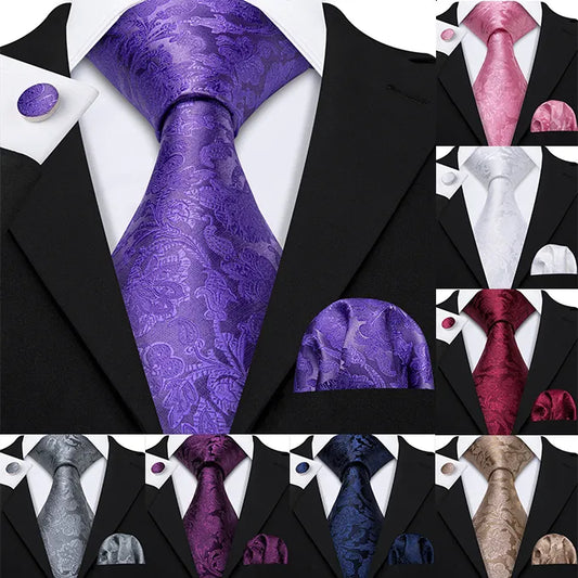 11 Styles Men 100% Silk Tie For Men Wedding Purple Necktie Dress Gift Set - BW