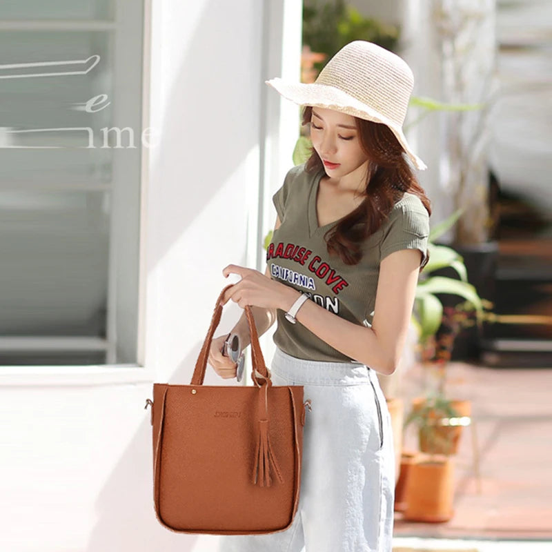 Women Top-Handle Bags Female Composite Bags Set