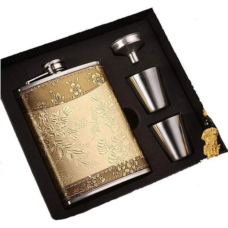 8 oz Stainless Steel Hip Flask set with Funnel 2 Wine Cups