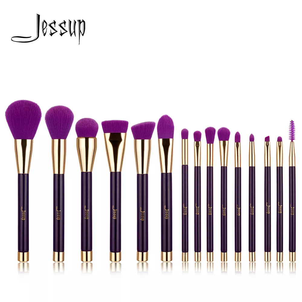 Jessup Brushes 15pcs Purple/Darkviolet Makeup Kit