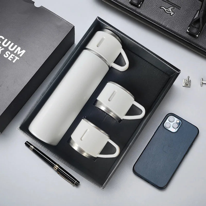 Double Wall Hot And Cold Vacuum Flask Gift Set