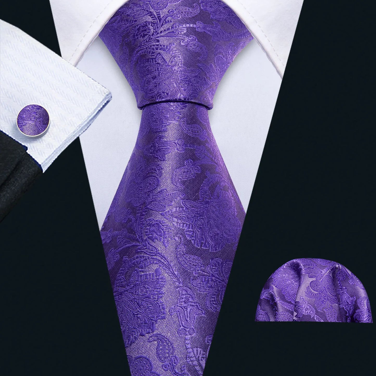 11 Styles Men 100% Silk Tie For Men Wedding Purple Necktie Dress Gift Set - BW