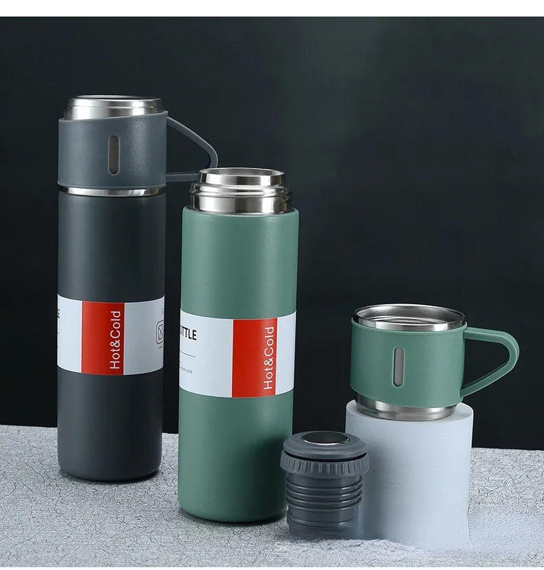 Double Wall Hot And Cold Vacuum Flask Gift Set