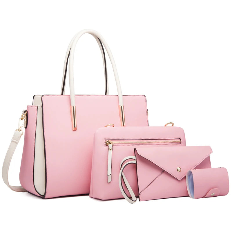 Luxury 4 Pcs Set Women's Shoulder Bag Candy Color Bag Set