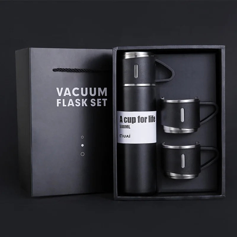 Double Wall Hot And Cold Vacuum Flask Gift Set