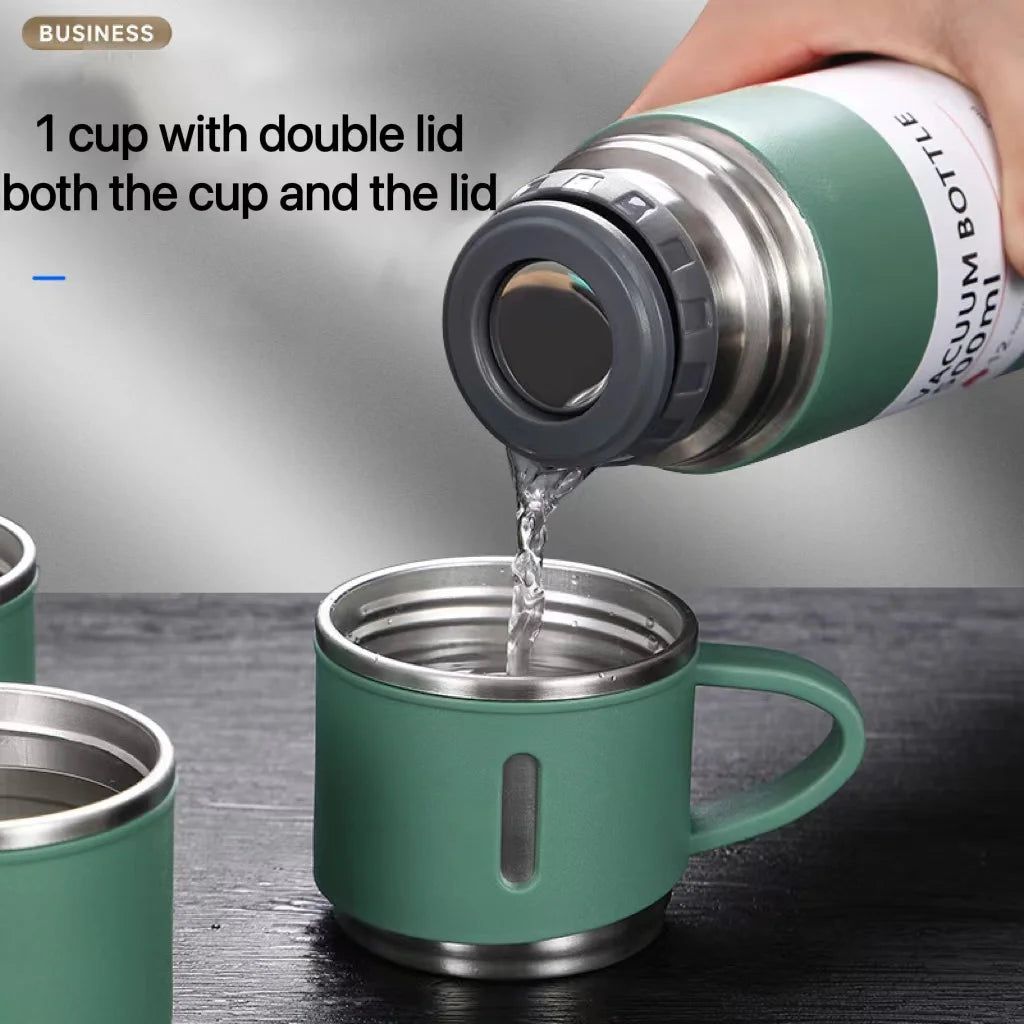 Double Wall Hot And Cold Vacuum Flask Gift Set