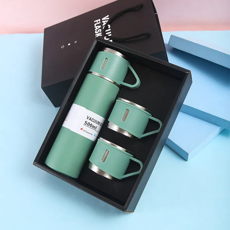 Double Wall Hot And Cold Vacuum Flask Gift Set