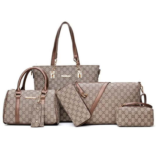 Designer High Quality Leather Bags Pattern Women's Handbag  6 Piece Set