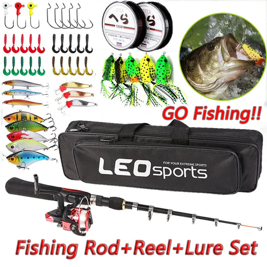 Fishing Rod 1.6M Telescopic Sea and Spinning Reel Baits Kits